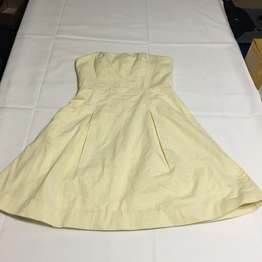 Lilly Pulitzer Strapless Blossom Dress Size 2 Yellow Striped Fit & Flare